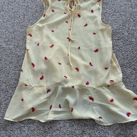 🎀 3 for $25 🎀 Coverstitched Women’s S Yellow Stripe Top Watermelon Summer - Picture 4 of 6